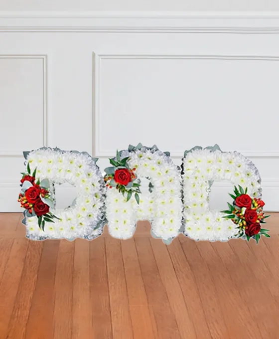 White DAD funeral letters tribute